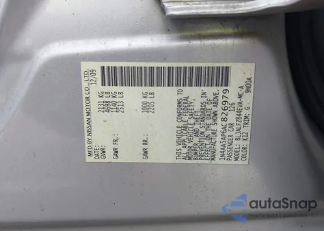 2010 Nissan Maxima 3.5 Sv from USA, damaged, VIN 1N4AA5AP6AC826979